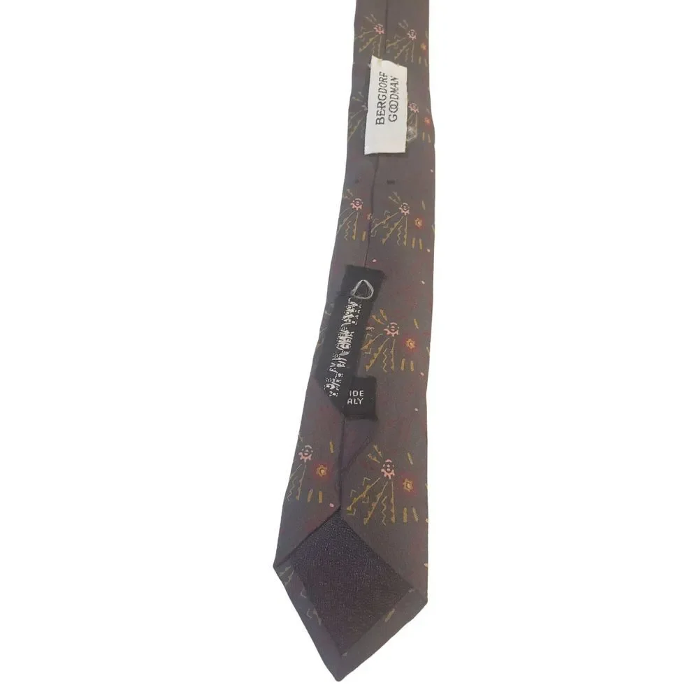 HIROKO KOSHINO HOMME NeckTie Men Multicolor Abstract Floral Silk Luxury Designer